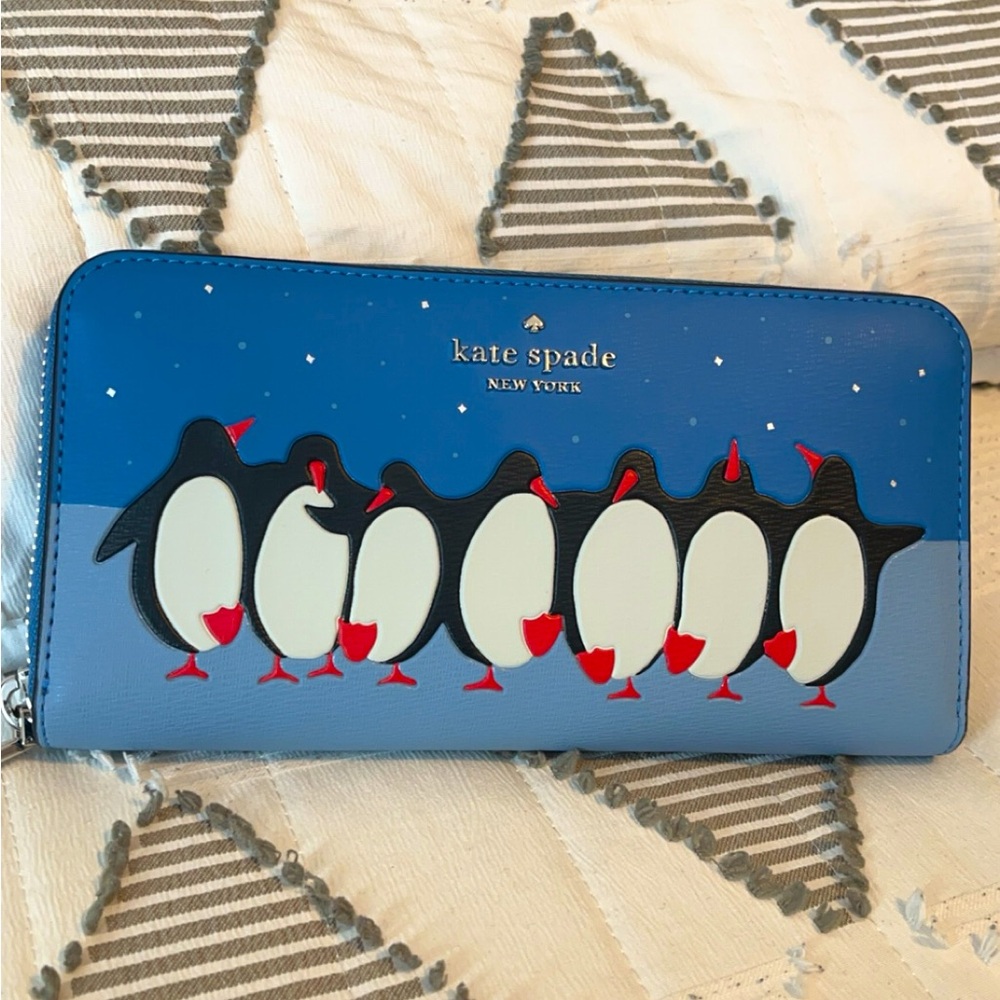 NWT Kate Spade Arctic Friends long zip wallet